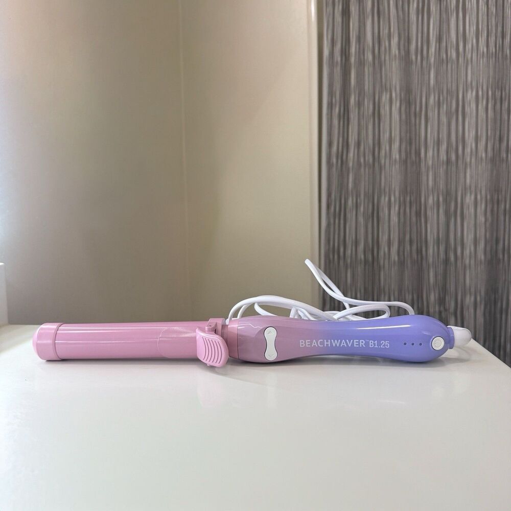 Beachwaver B1.25 Rotating Curling Iron Pink Purple Auto Shut Off NEW NWOB/Tested